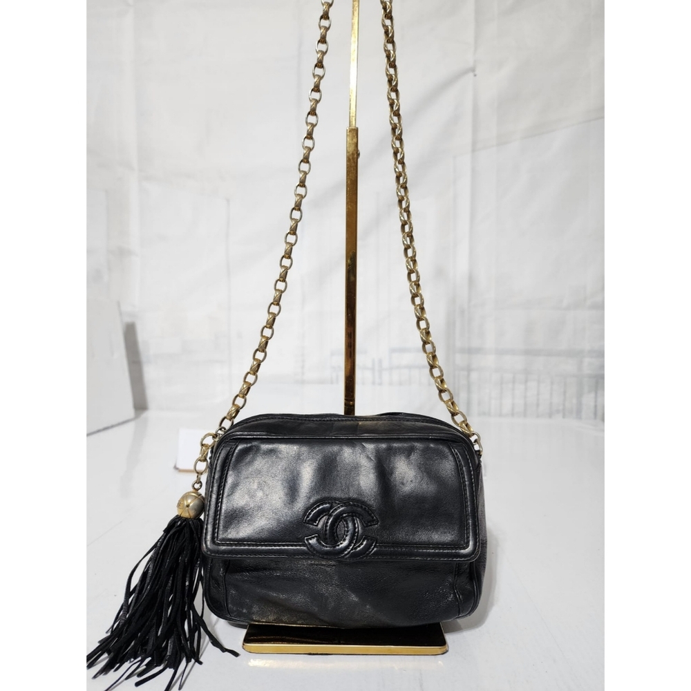 Chanel Lambskin Vintage Mini Fringe Camera Bag Black - Picture 8 of 15